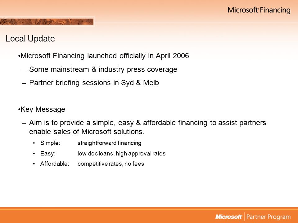 steve kerr business development manager sms p agenda microsoft microsoft financing