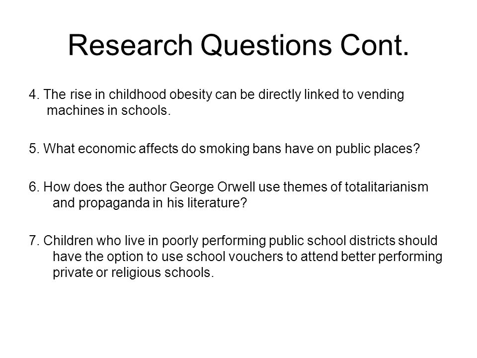 Research Questions Cont. 4.