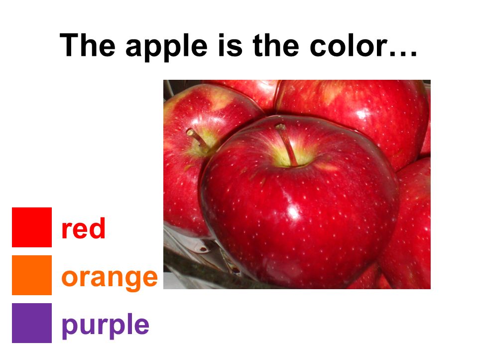 Read the sentence on each slide. Click on the button next to the right color word.