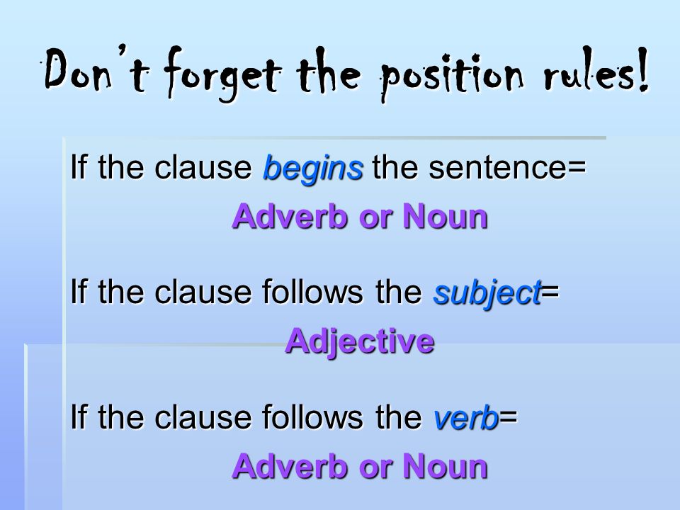 noun adjective adverb clause