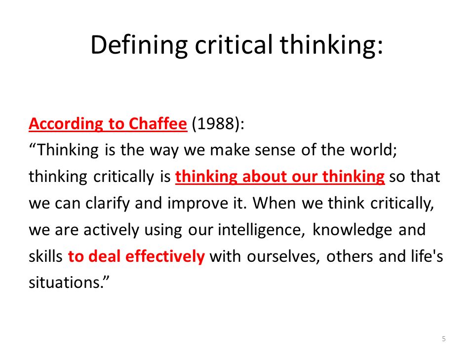 john chaffee thinking critically
