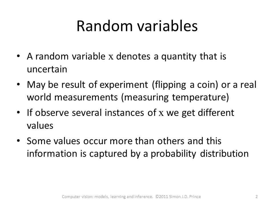 Computer vision: models, learning and inference Chapter 2 Introduction ...