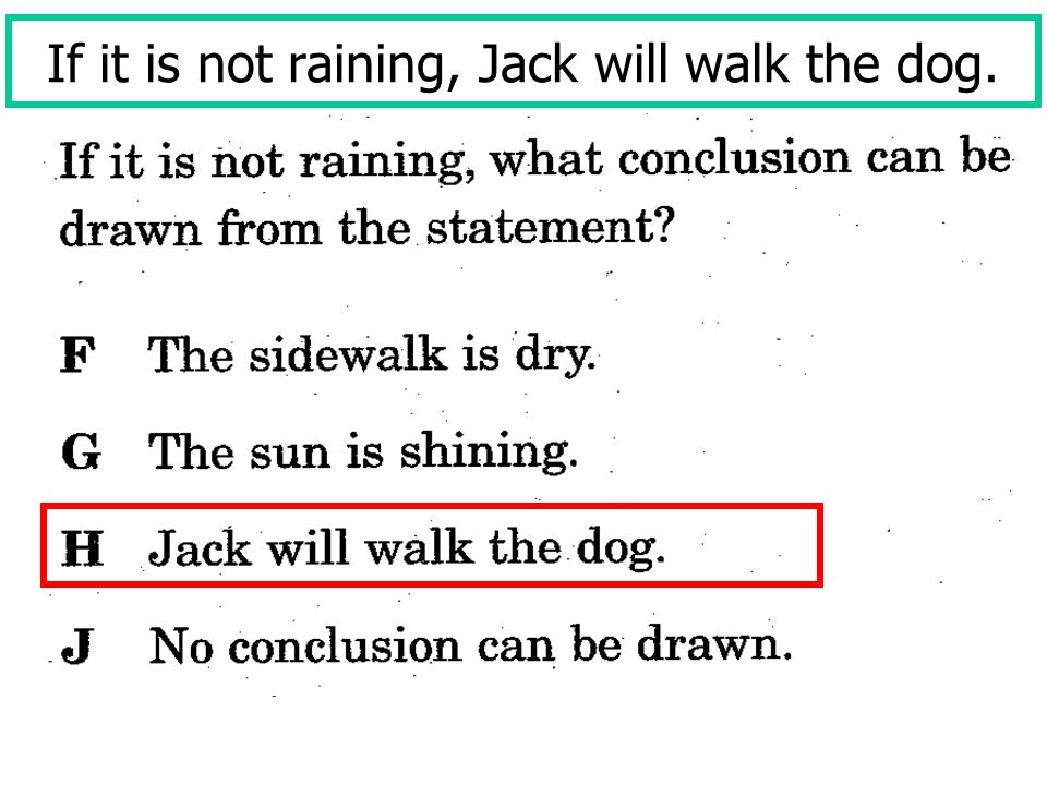 If it is not raining, Jack will walk the dog.