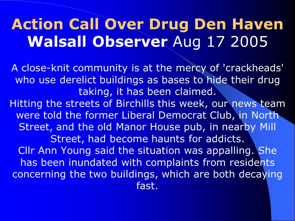 Direct Action Peer Response To Drug Litter In Walsall Ppt Download