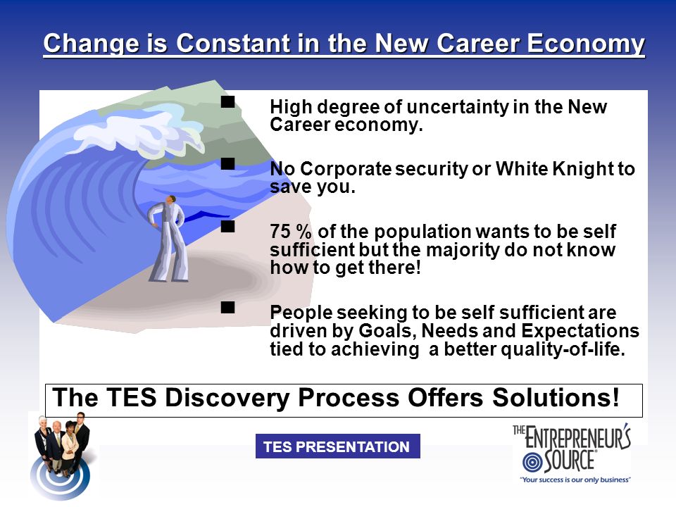 TES PRESENTATION ▀ High degree of uncertainty in the New Career economy.