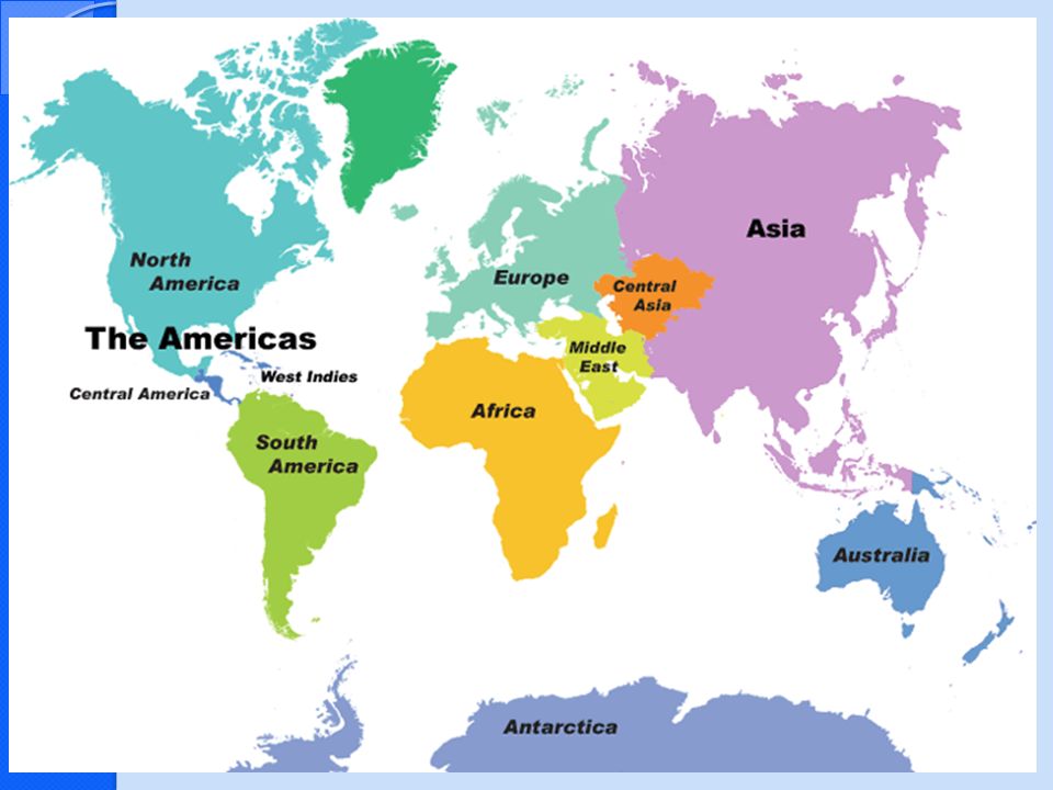 Asia n. Карта континентов. Политическая карта континентов.