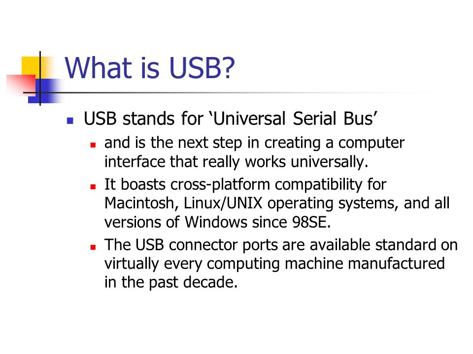 What is USB? Circuit Design Unit. What is USB stands for 'Universal Serial Bus' and the next step in creating a computer interface really. - download
