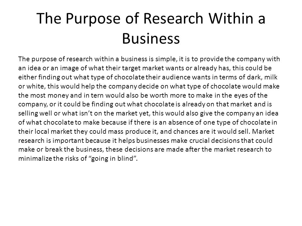 purpose of business research