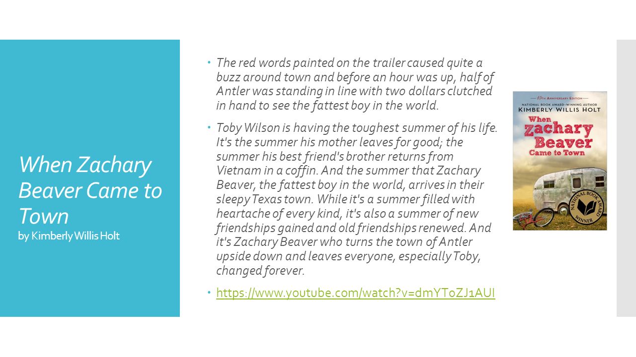 When Zachary Beaver Came to Town by Kimberly Willis Holt The red words painted on