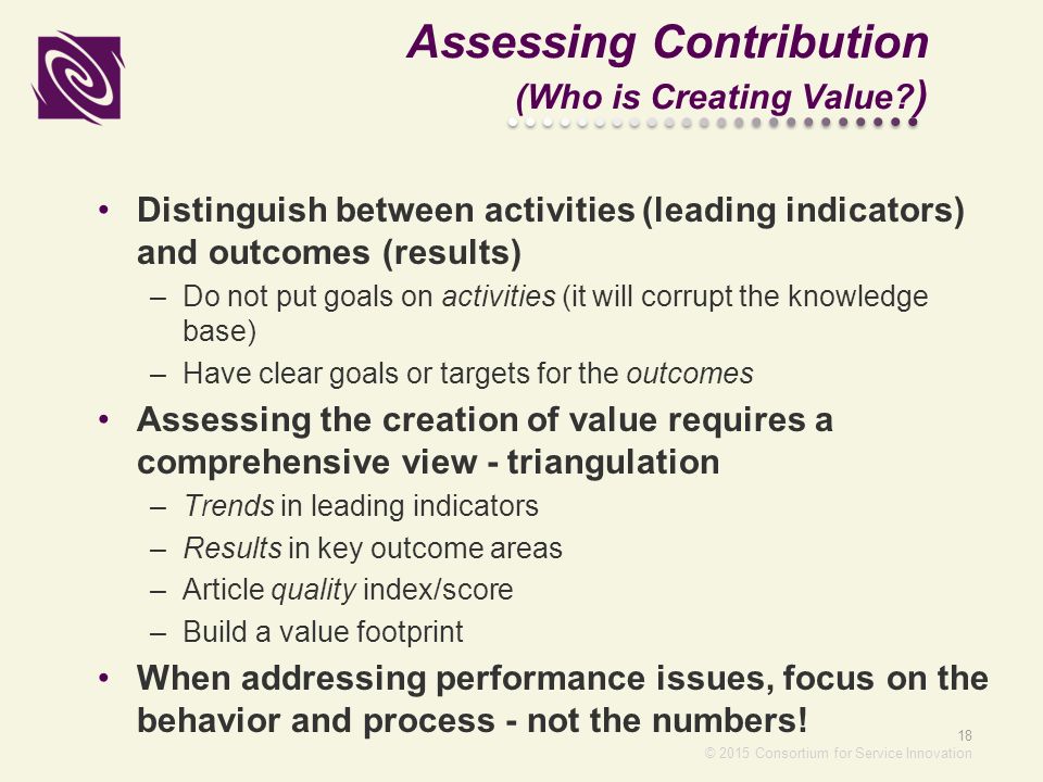 Assessing Contribution (Who is Creating Value.