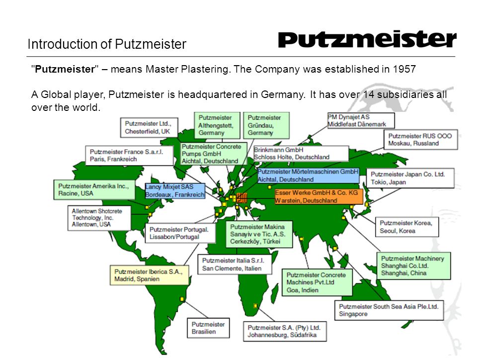 Putzmeister – means Master Plastering.