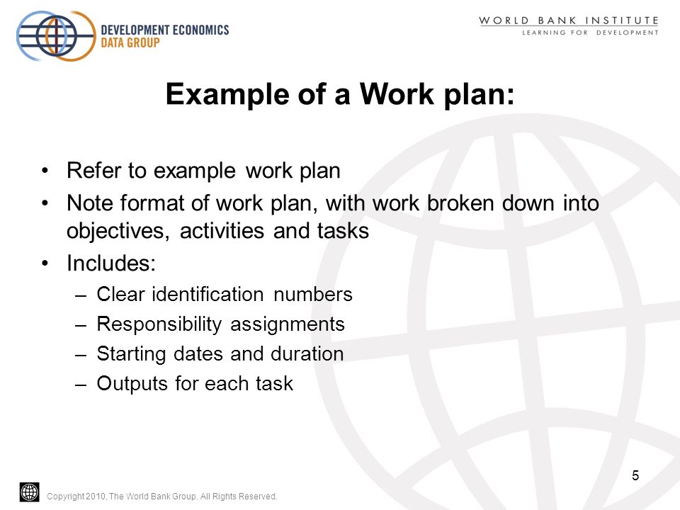 Copyright 2010, The World Bank Group. All Rights Reserved. Statistical Work  Plan Development Section A ppt download