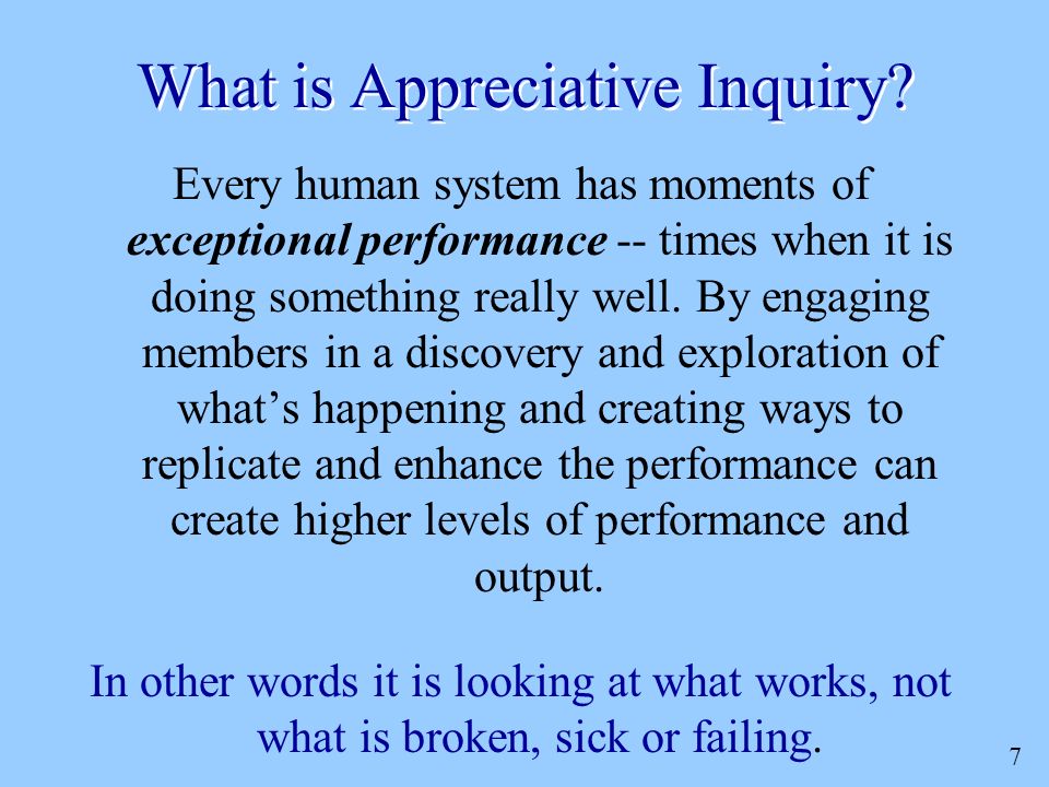 7 What is Appreciative Inquiry.