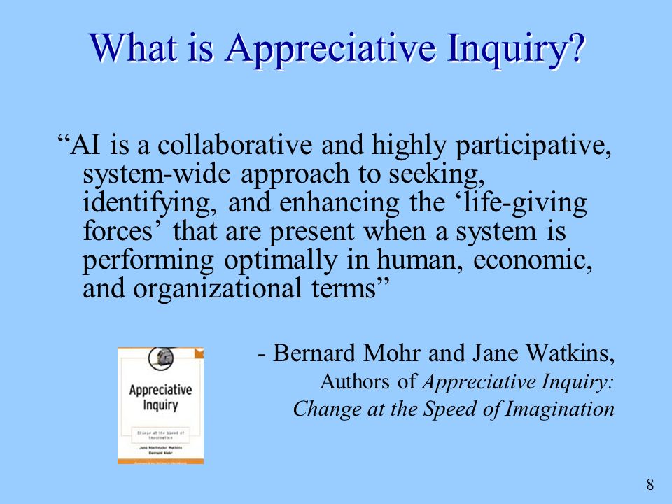 8 What is Appreciative Inquiry.