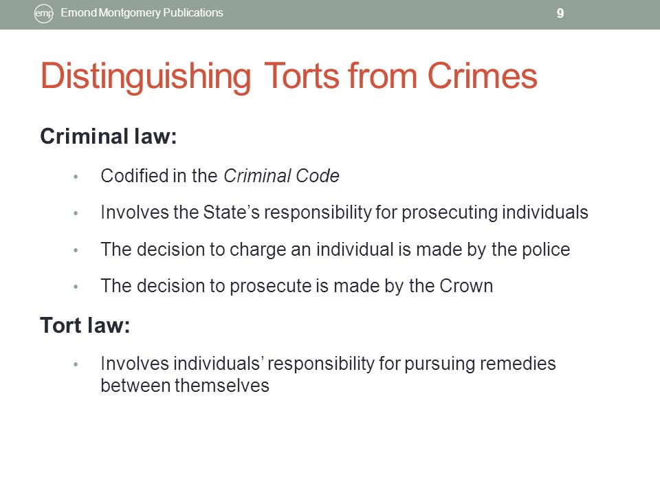 difference between tort and crime law