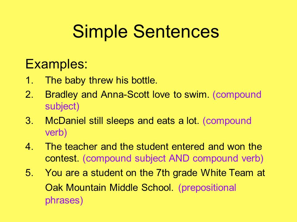 Further simple. Simple Extended sentence примеры. Simple sentence example. Types of sentences примеры. Types of simple sentences.