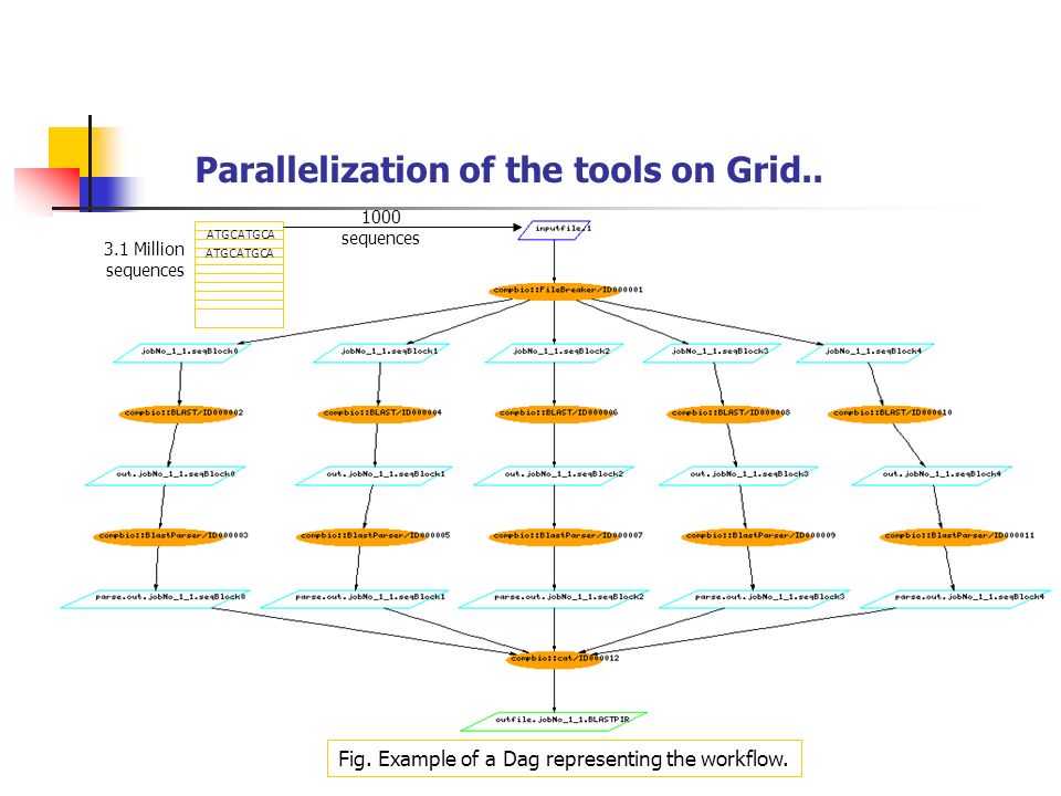 Parallelization of the tools on Grid Million sequences Fig.