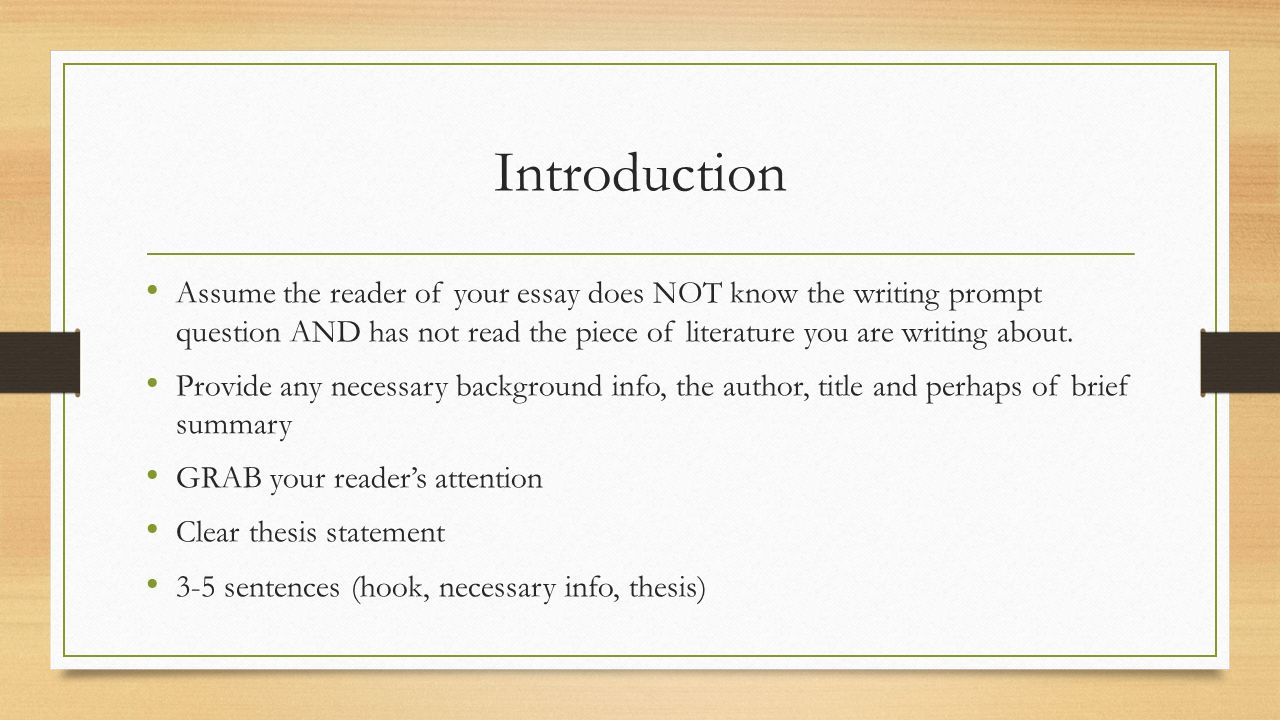 Writing Workshop Literary Analysis. The Five-Paragraph Essay