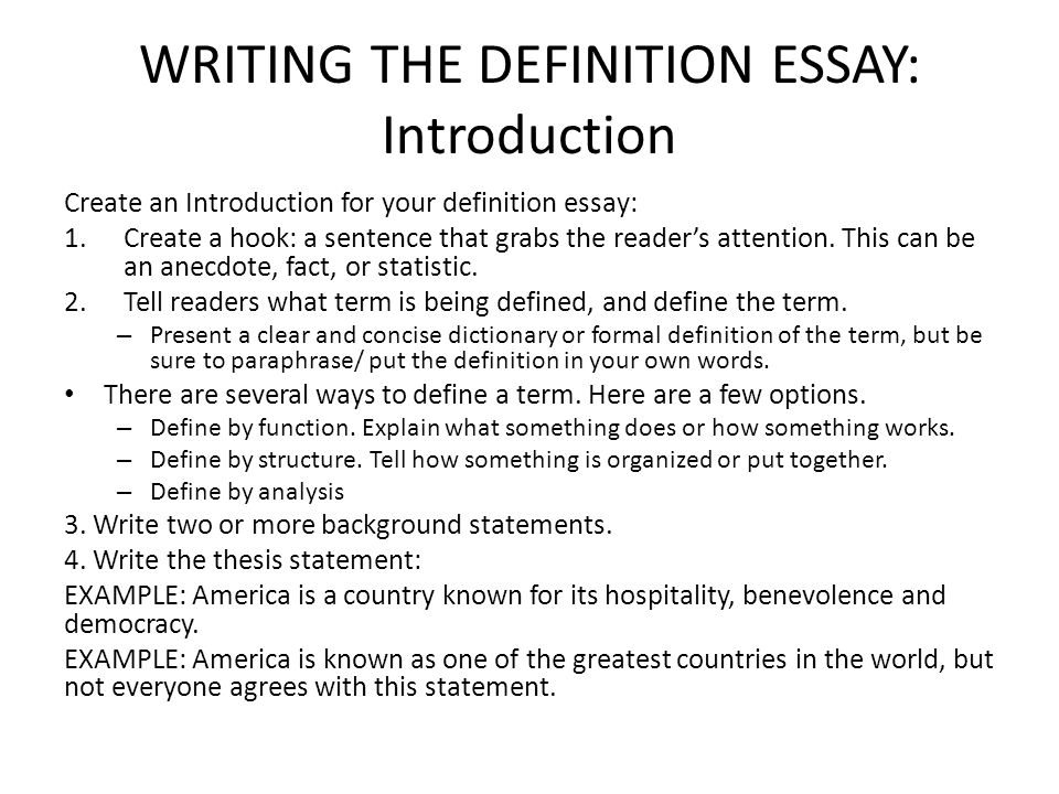 how to start a definition essay