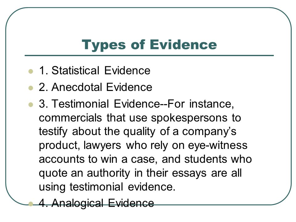 Types of evidence in essay writing