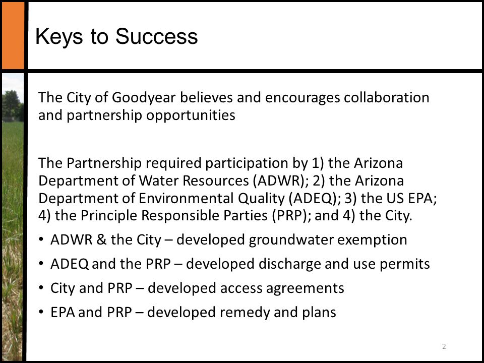 keys to success the city of goodyear believes and encourages collaboration and partnership opportunities the partnership