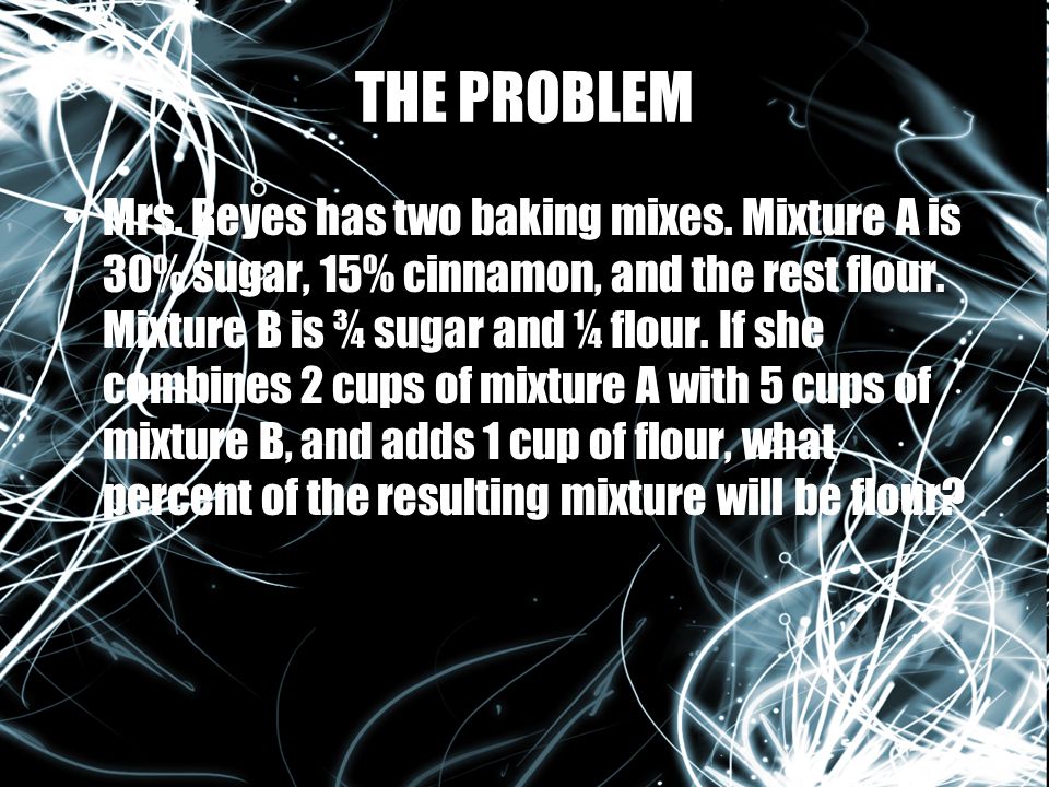 THE PROBLEM Mrs. Reyes has two baking mixes.