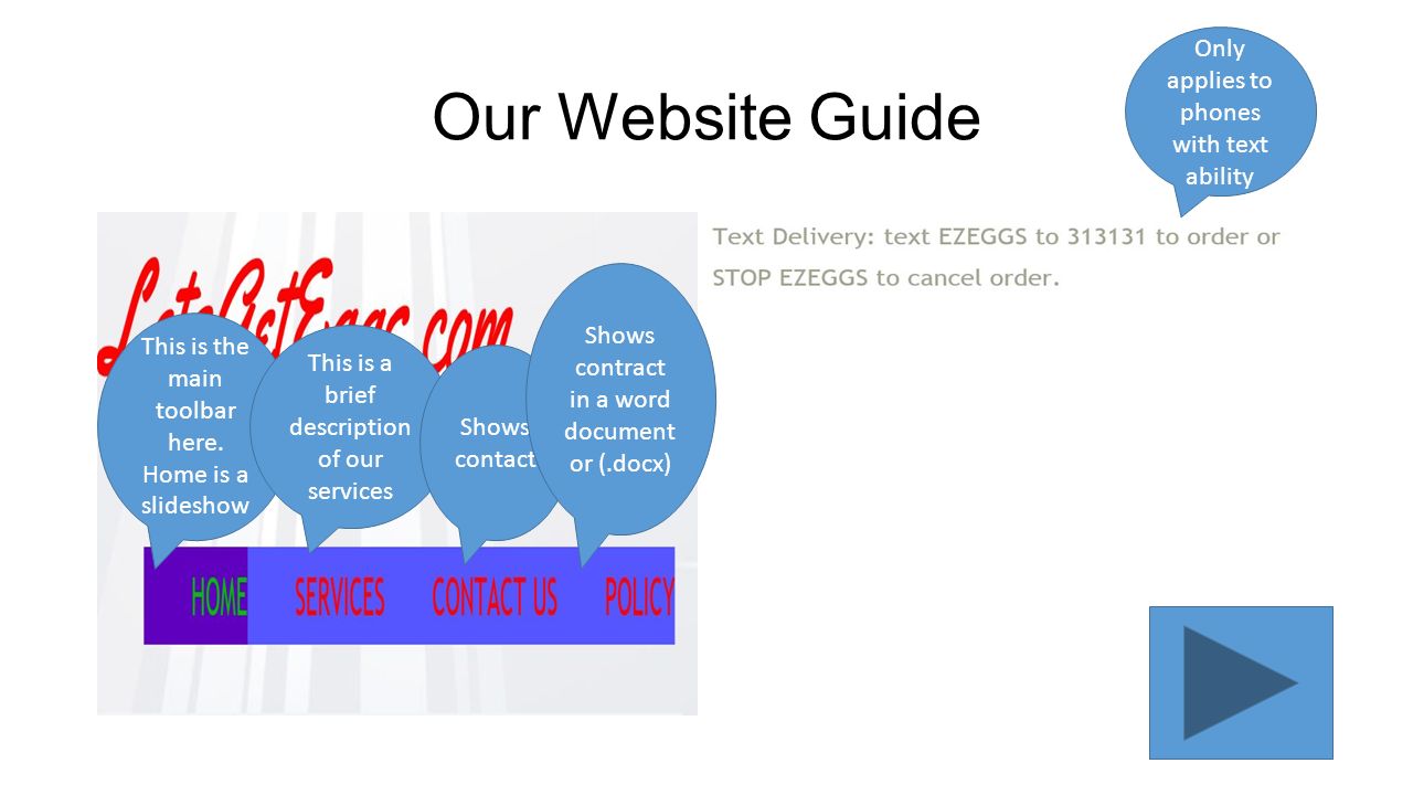 Our Website Guide This is the main toolbar here.