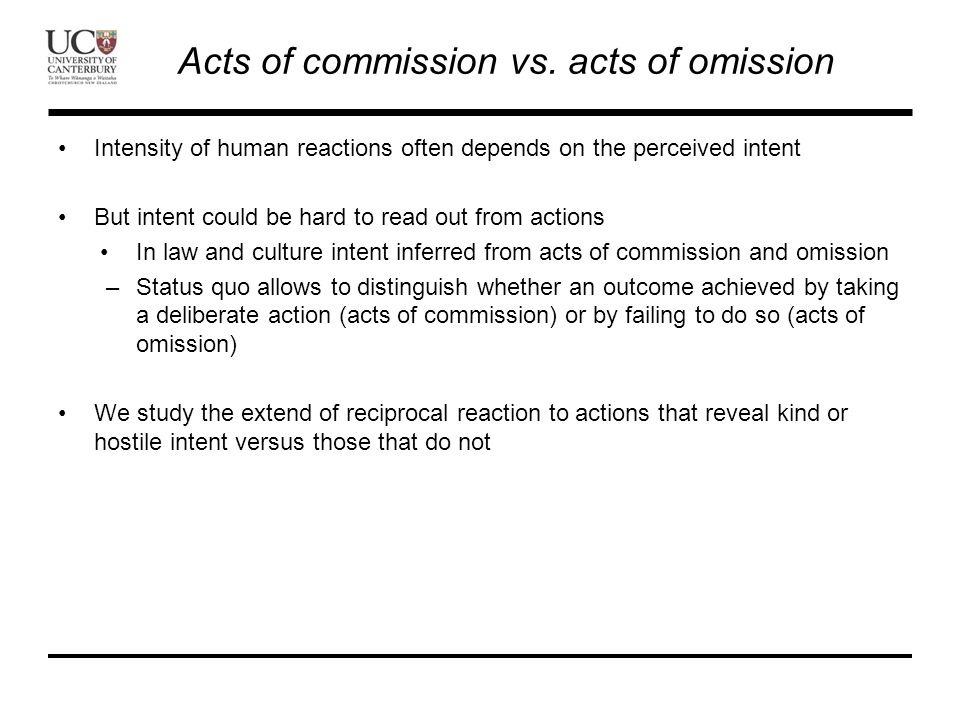 Acts of commission vs.