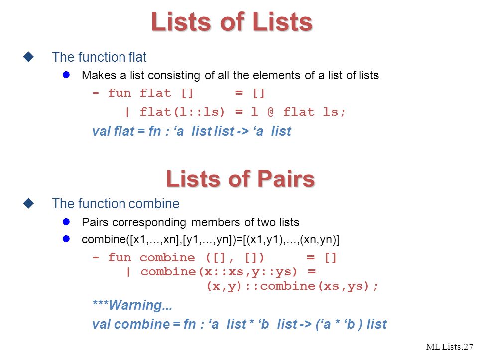 ml lists 1 standard
