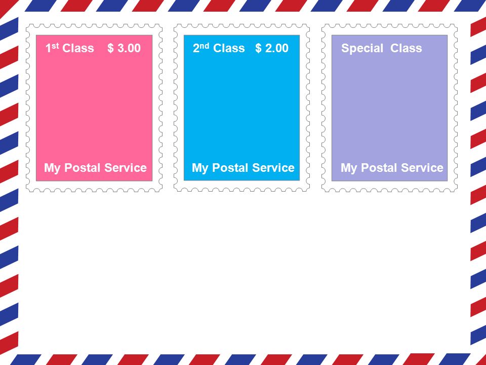 $ st Class My Postal Service $ nd Class My Postal Service Special Class My Postal Service
