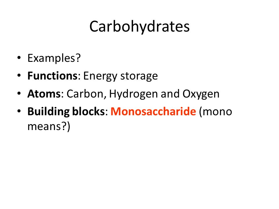 Carbohydrates Examples.
