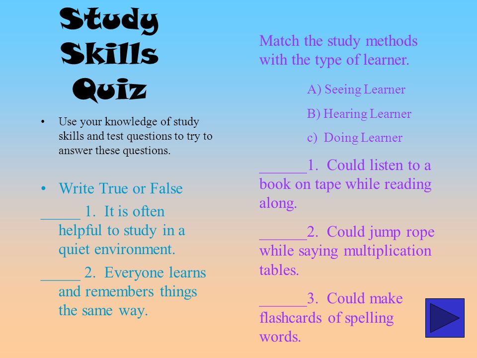 Analysis Competencies Lesson 7 Examine Using Planning for Exams Day-to-day picture relating to What Type of Learner Are You Printable Quiz identify Analysis Techniques Lesson 7 Check Having Planning for Assessments Each day
