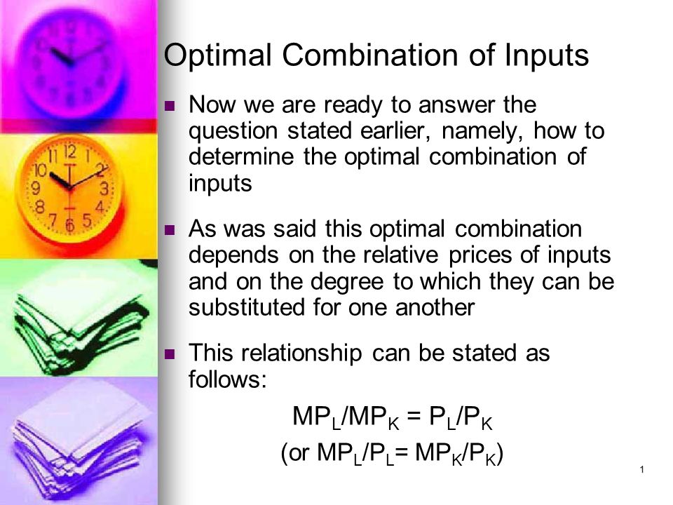 optimal combination of inputs in managerial economics