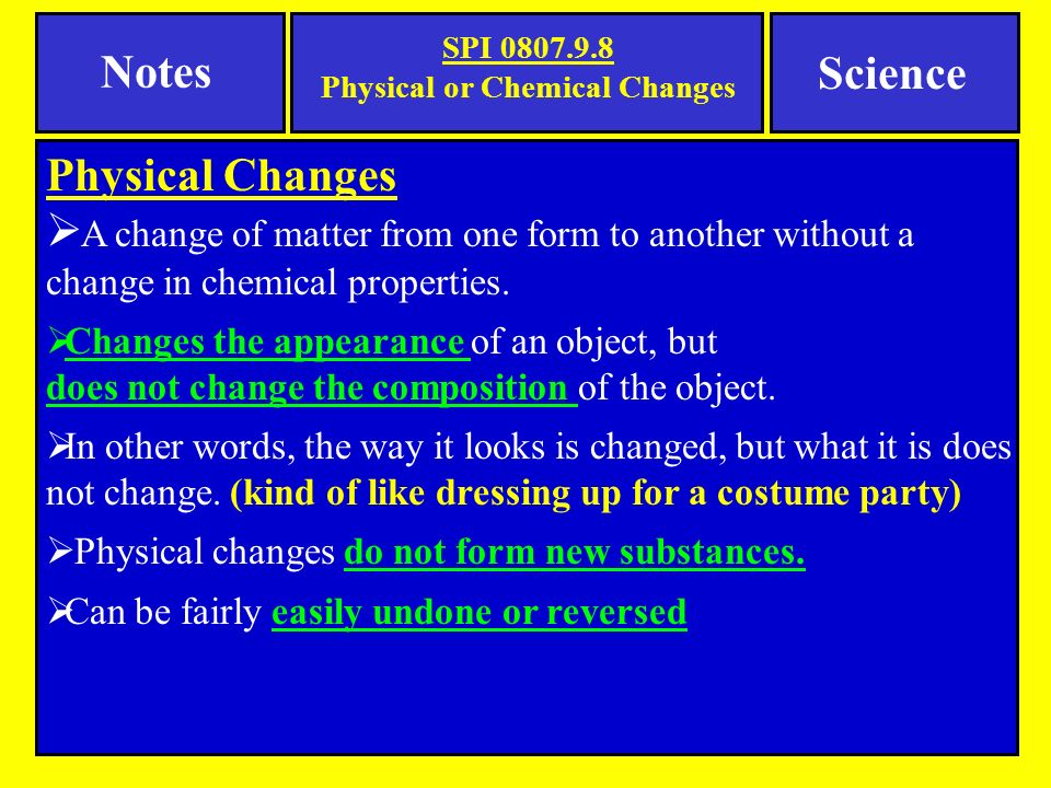 physical and chemical changes examples difference between physical and chemical changes with examples