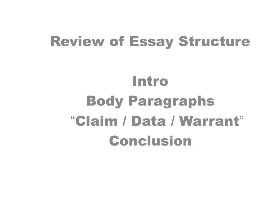 Essay Writing On Newspaper Review Of Essay Structure Intro Body Paragraphs Claim Data Warrant Conclusion Persuasive Essay Thesis Statement also Business Law Essays Review Of Essay Structure Intro Body Paragraphs Claim Data Topics For High School Essays