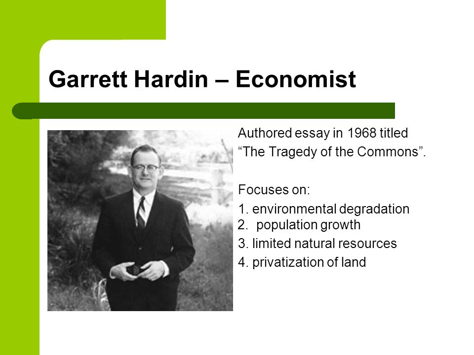 tragedy of the commons solutions Garrett hardin tragedy commons essay