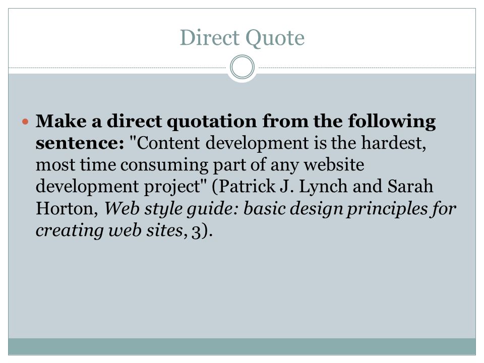 practice in text citations direct quote make a direct quotation direct quote