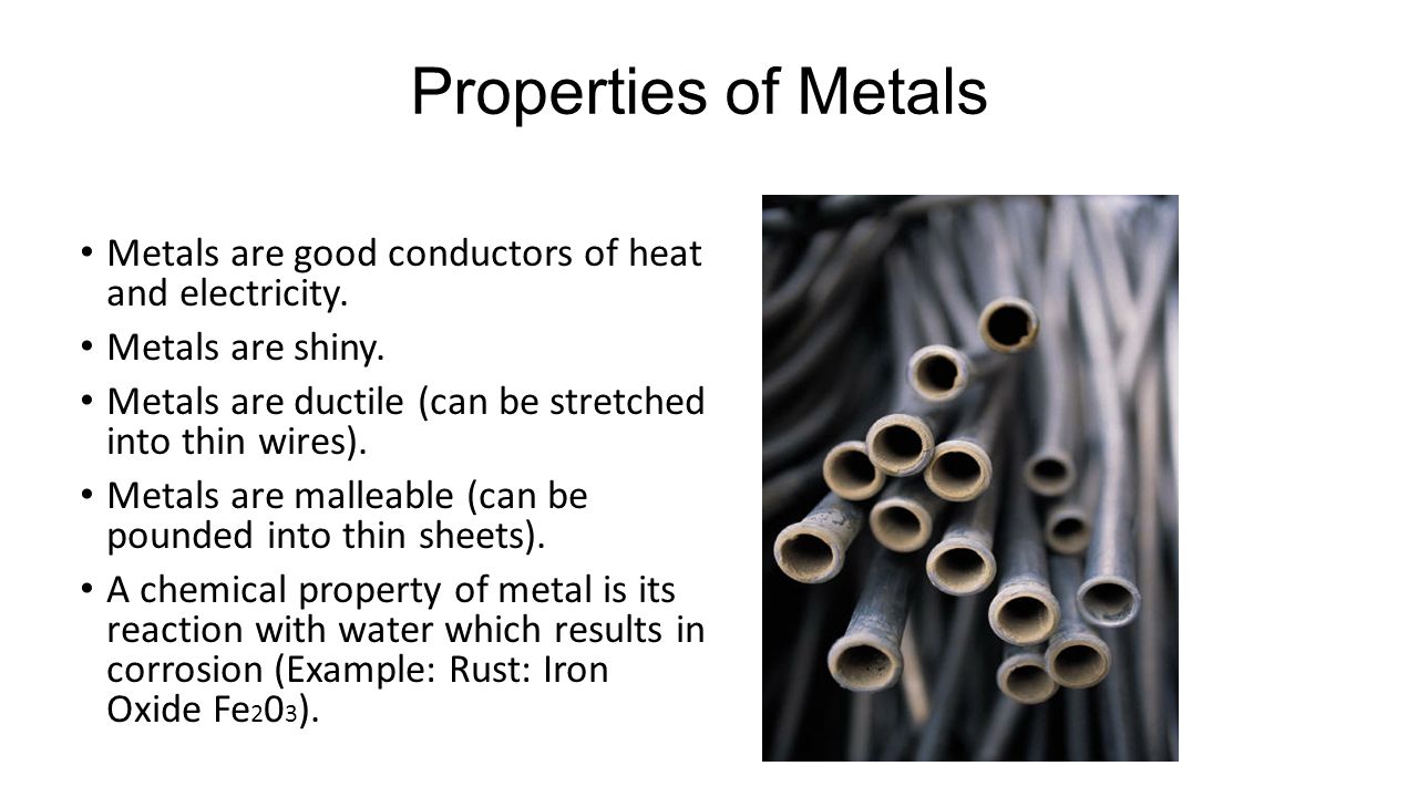 Element that is a good conductor of heat and electricity Properties Of Metals Metals Are Good Conductors Of Heat And Electricity Metals Are Shiny Metals Are Ductile Can Be Stretched Into Thin Wires Metals Ppt Download