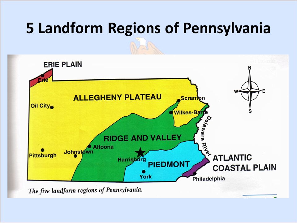 5 Landform Regions of Pennsylvania.