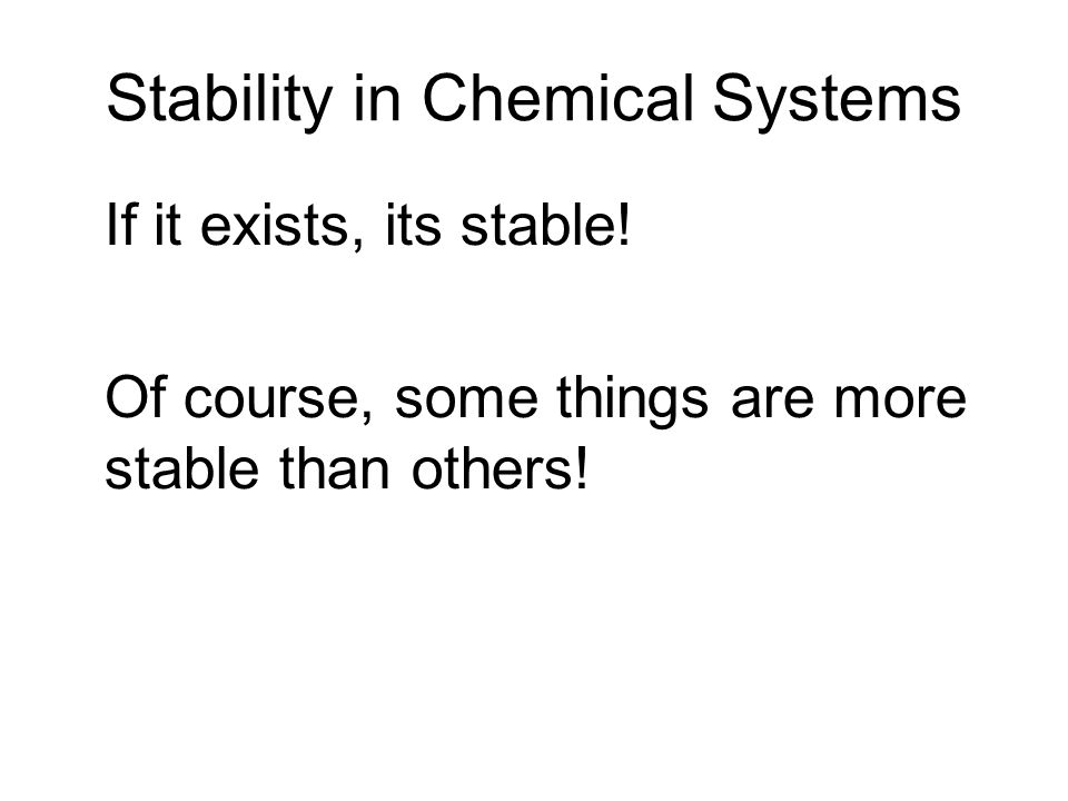 Stability in Chemical Systems If it exists, its stable.