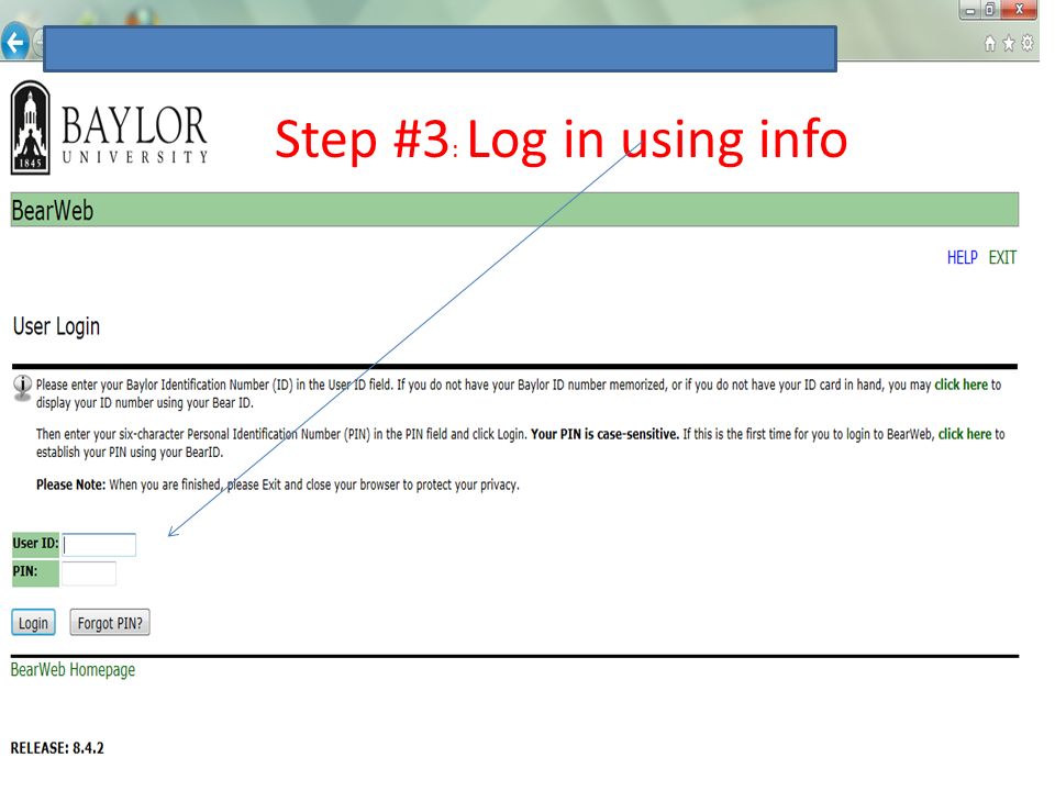 Step #3 : Log in using info