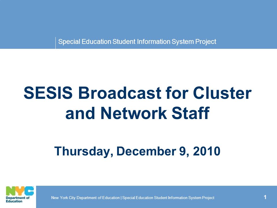 1 Special Education Student Information System Project Sesis