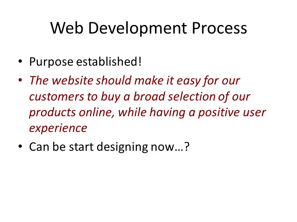 Web Development Process Purpose established.