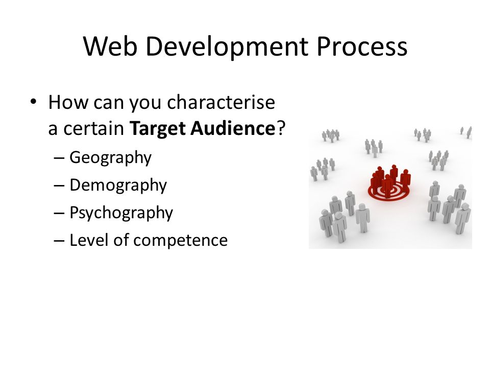 Web Development Process How can you characterise a certain Target Audience.