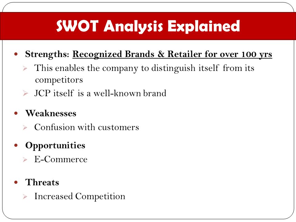 swot analysis of jcpenney company