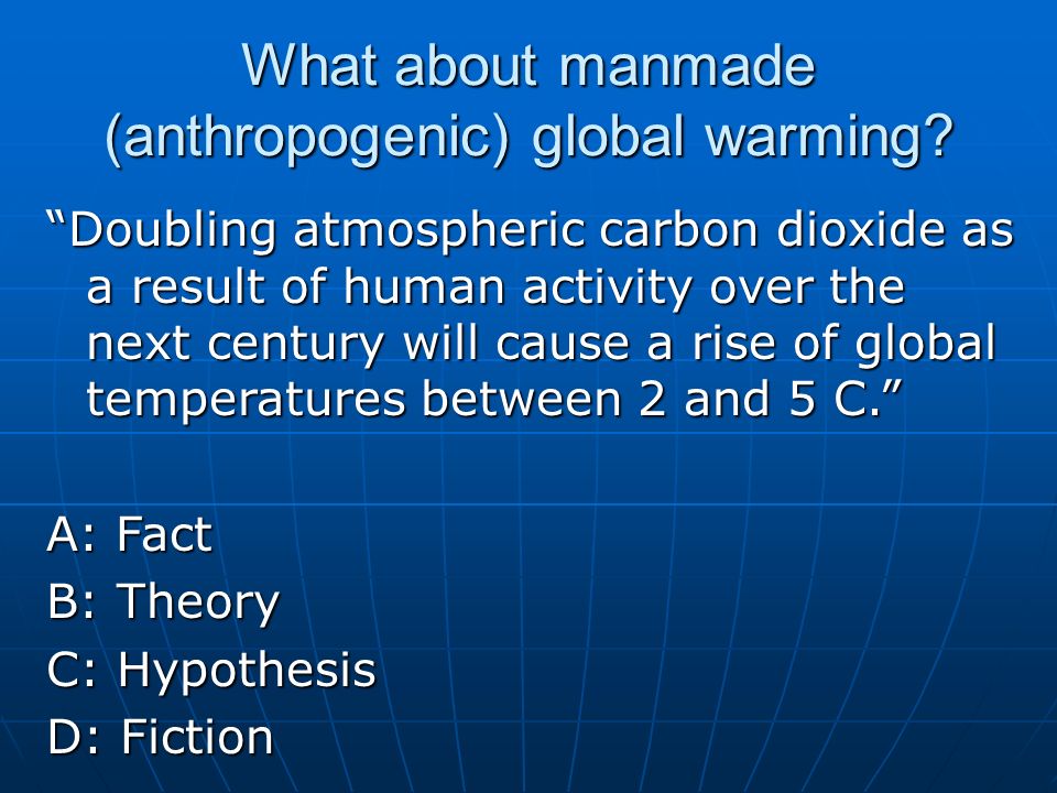 What about manmade (anthropogenic) global warming.