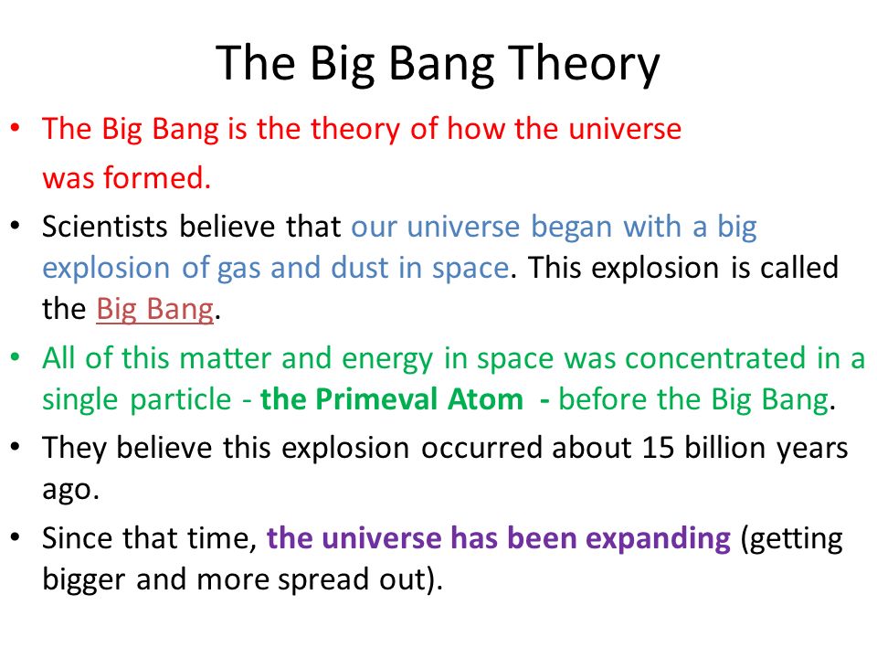 The Big Bang – Formation of The Universe. The universe Definition- all of  space and everything in it. - ppt download