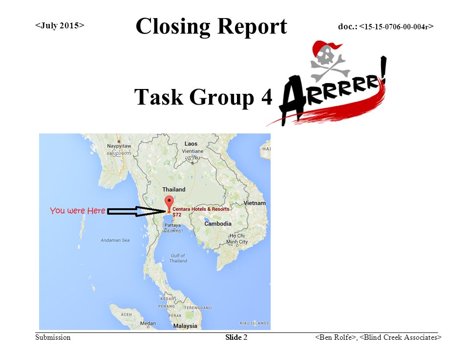 doc.: Submission, Slide 2 Closing Report Task Group 4