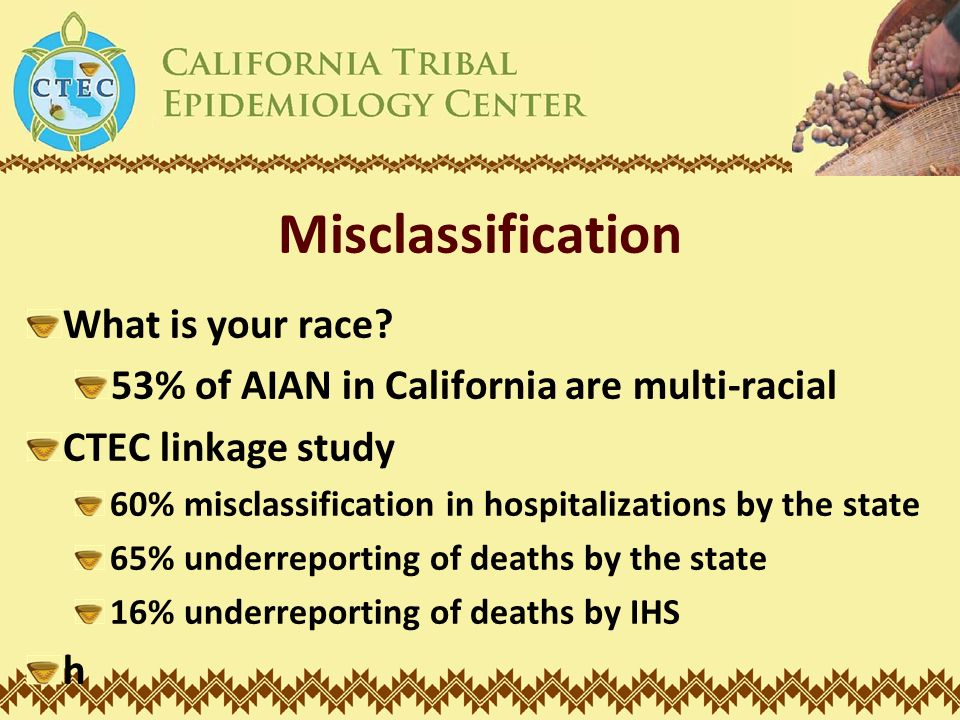 Misclassification What is your race.