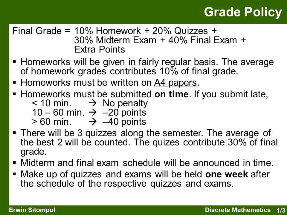Final grades. Exam Types - Quiz Midterm Final.